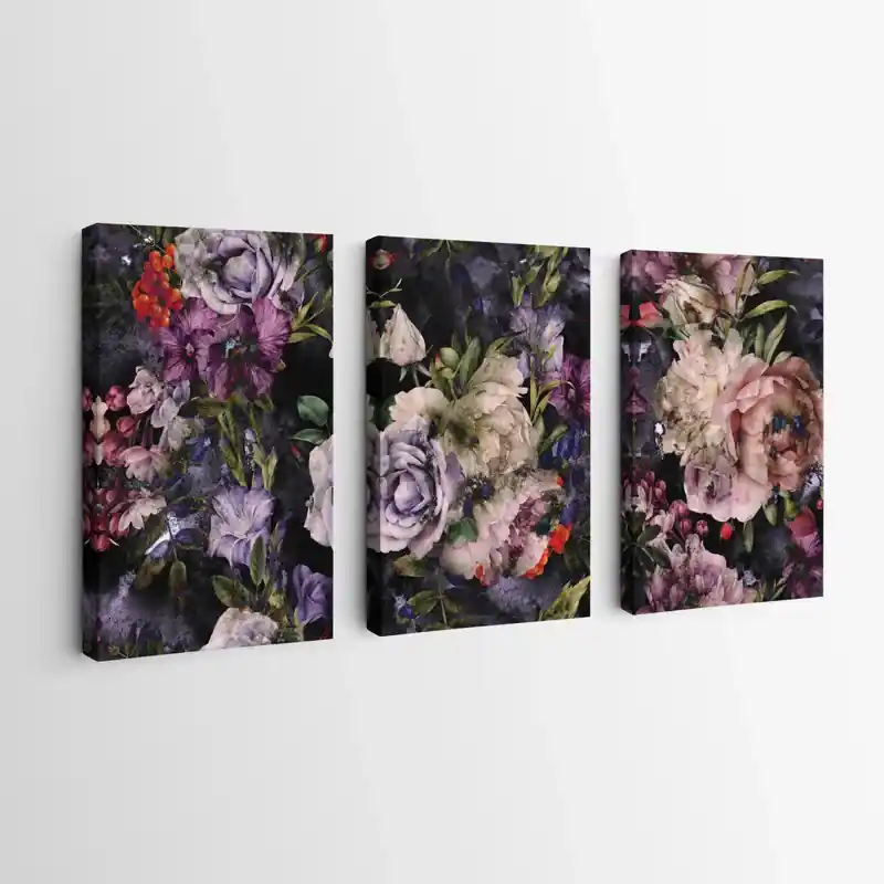 Meistverkauft Mehrteiliges Leinwandbild Abstract Purple Flowers