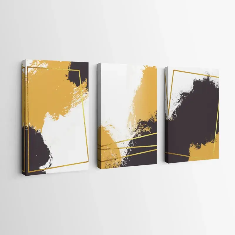 Garantierte Lieferung Mehrteiliges Leinwandbild Gold Square Set
