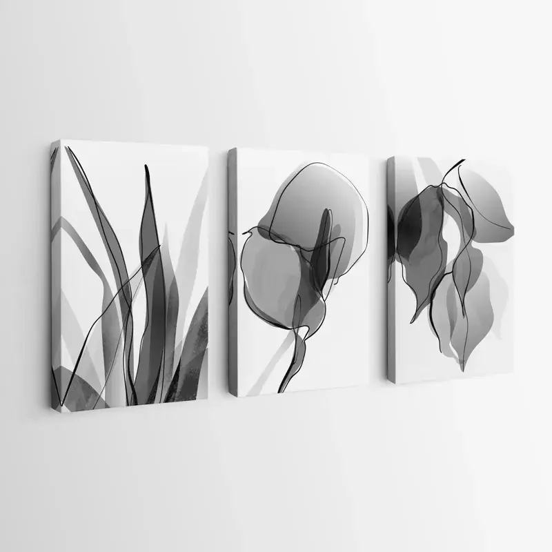 Günstig Mehrteiliges Leinwandbild Grey Leaf Set