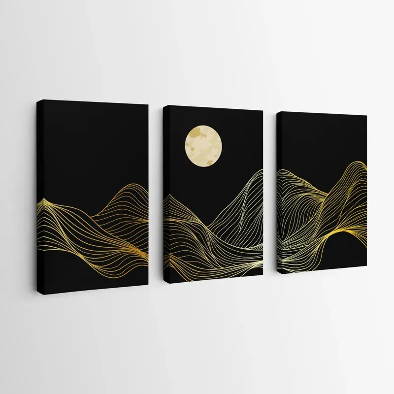 Mehrteiliges Leinwandbild Moon Gold Waves Direktkauf