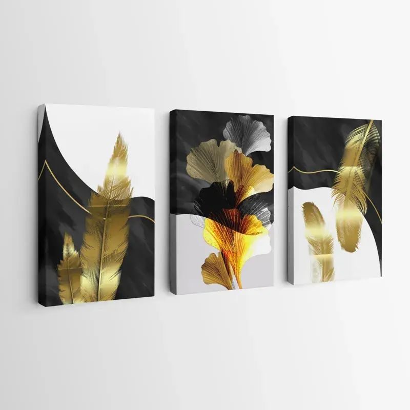 Bestpreis Mehrteiliges Leinwandbild Golden Feathers
