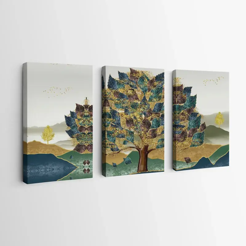 Neue Kollektion Mehrteiliges Leinwandbild Bluend Red Tree