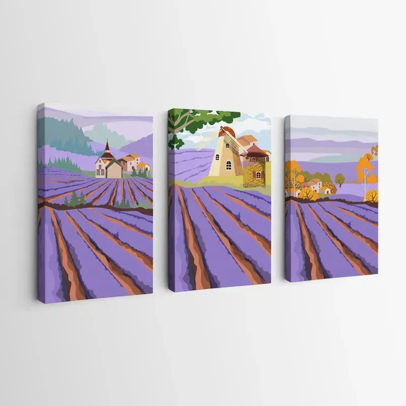 Versand Am Gleichen Tag Mehrteiliges Leinwandbild Purple Rural Field