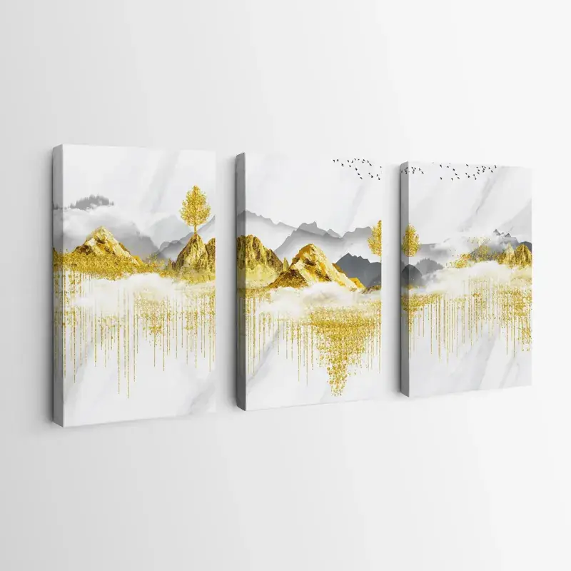 Mehrteiliges Leinwandbild Golden White Mountains Abverkauf
