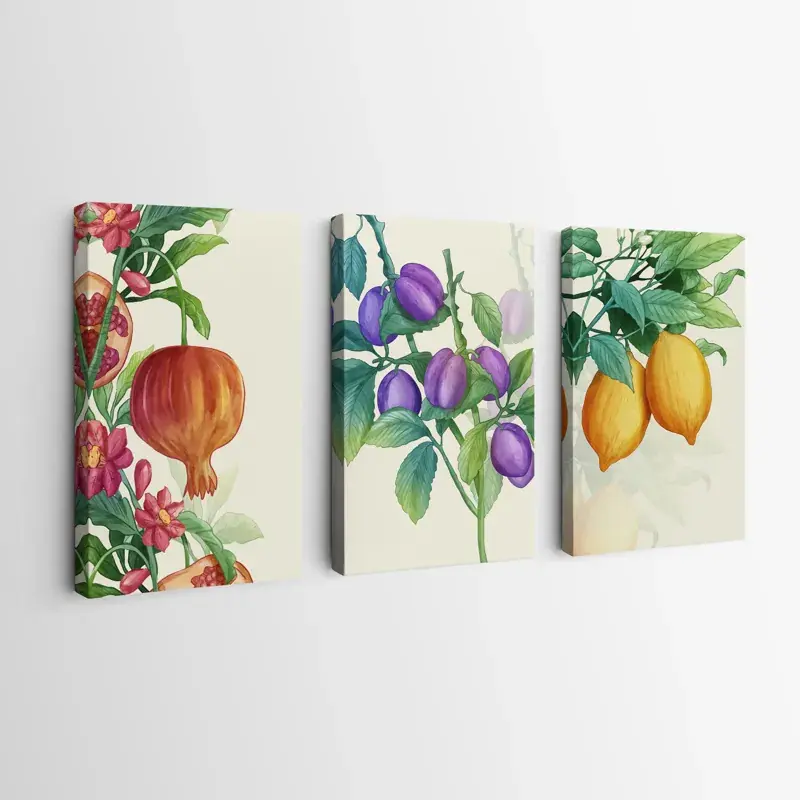 Mehrteiliges Leinwandbild Watercolor Fruit Set Preis Gesenkt