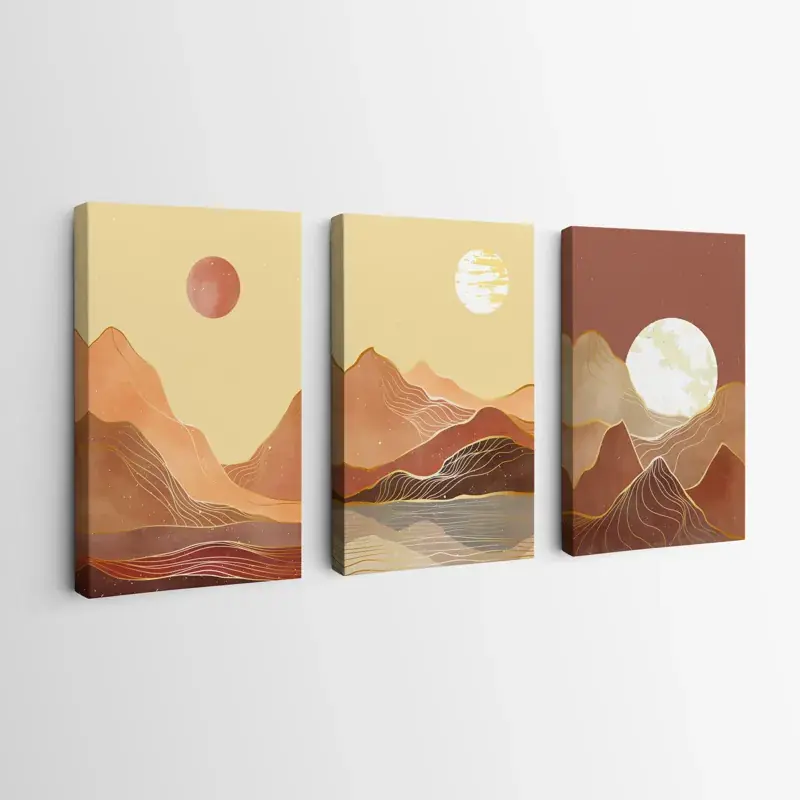 Mehrteiliges Leinwandbild Orange Mountain Set Highlight