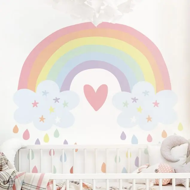 XXL Regenbogen Herz Pastell Wandtattoo 30-teilig Sichere Zahlung