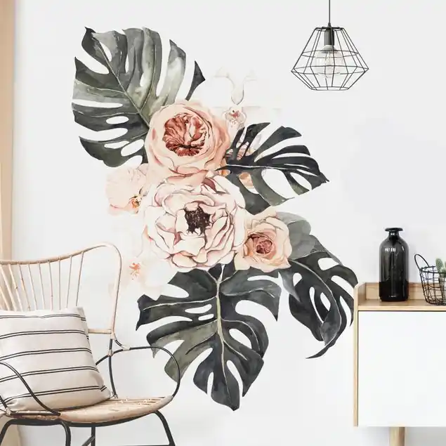 Aquarell Monstera Bouquet XXL Wandtattoo Highlight