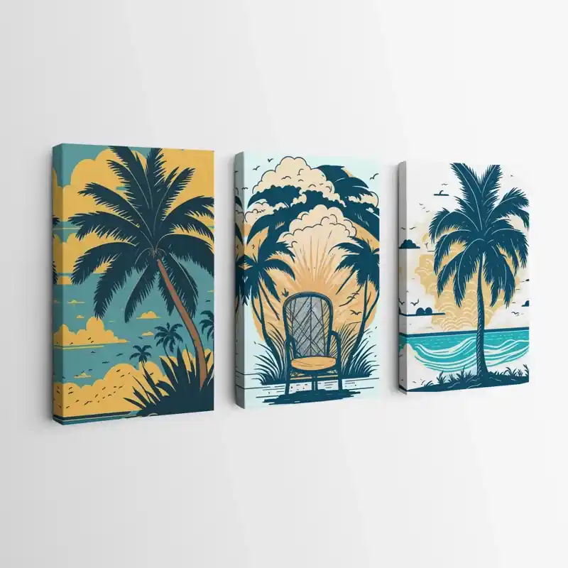 Direkt Vom Hersteller Mehrteiliges Leinwandbild Palm Tree Set