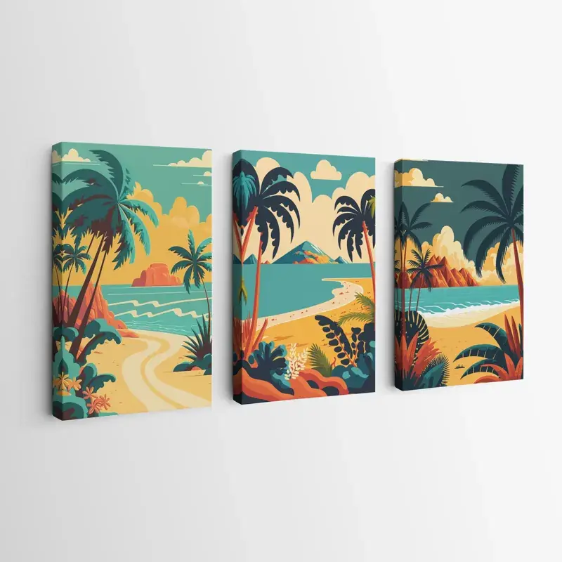 Knallerangebot Mehrteiliges Leinwandbild Beach Palm