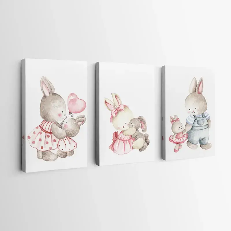 Mehrteiliges Leinwandbild Bunny Family Sale