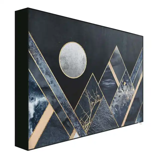 Billig Goldener Mond abstrakte schwarze Berge