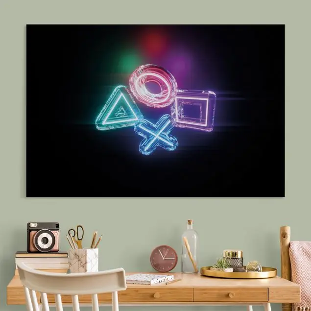 Sichere Zahlung Neon Kreis Quadrat Dreieck X