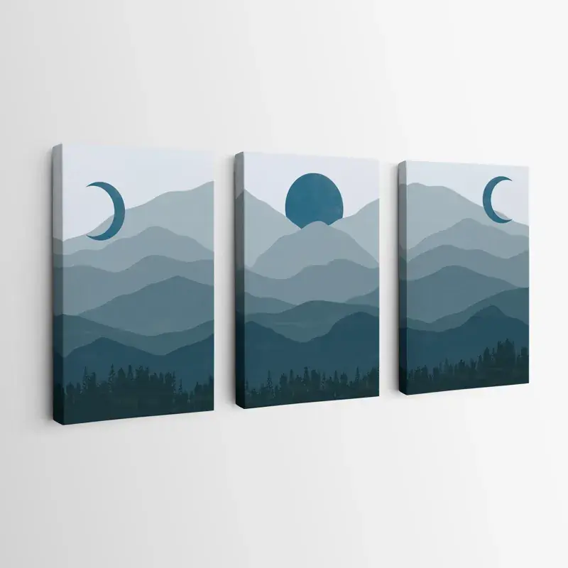 Abverkauf Mehrteiliges Leinwandbild Blue Sun Mountain