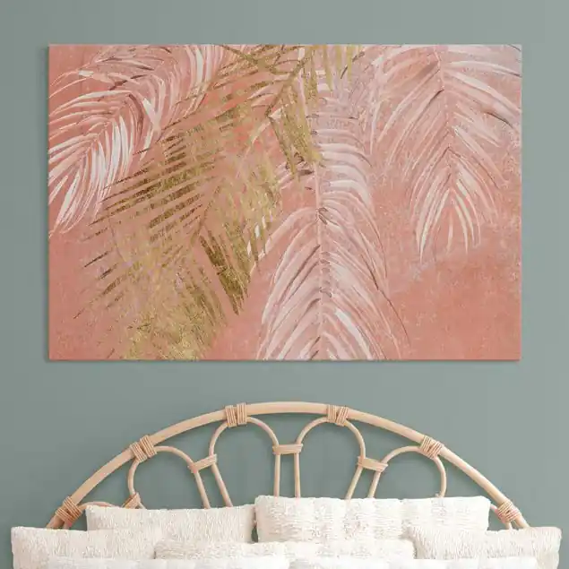 Echt Palmenblätter Rosa und Gold I