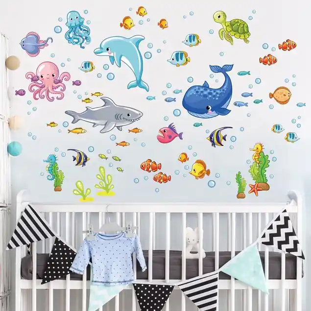 Schnäppchen Unterwasserwelt - Fisch Set Wandtattoo 132-teilig
