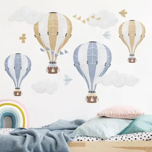 Preiswert Bis zum Mond - Heißluftballons und Wolken Wandtattoo