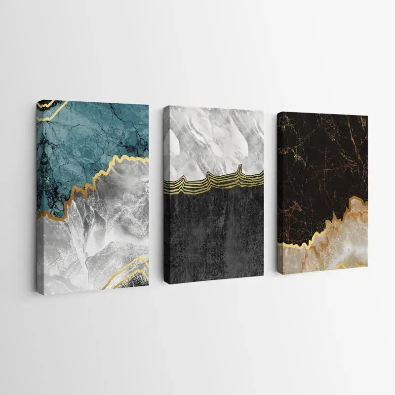 Mehrteiliges Leinwandbild Abstract Silver Waves Echt