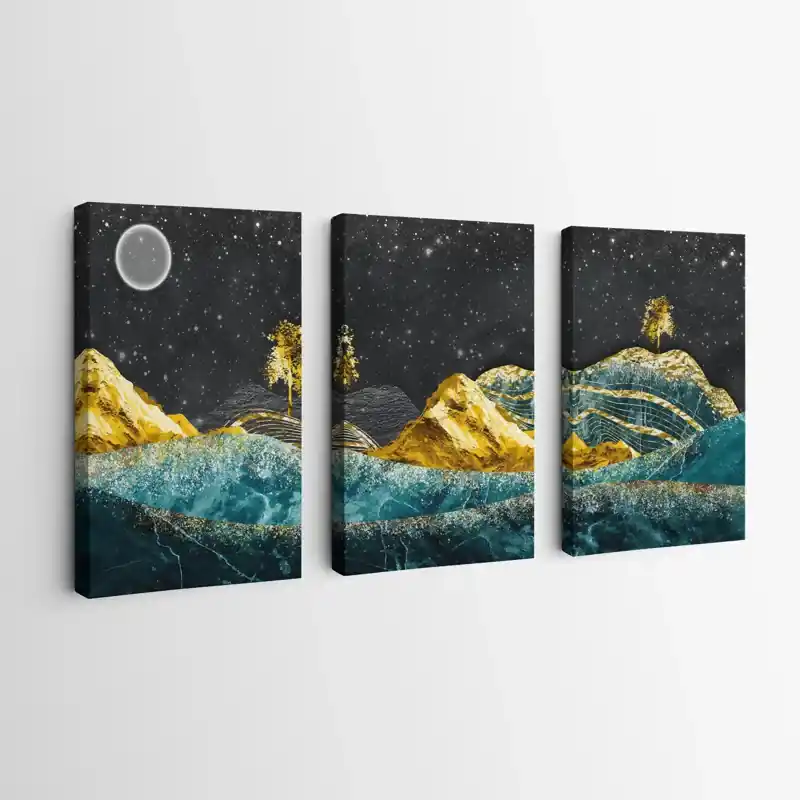 Mehrteiliges Leinwandbild Bluend Gold Mountains Top-Angebot
