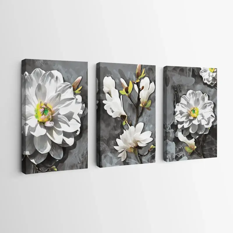 Kostenloser Rückversand Mehrteiliges Leinwandbild Smoke White Flower