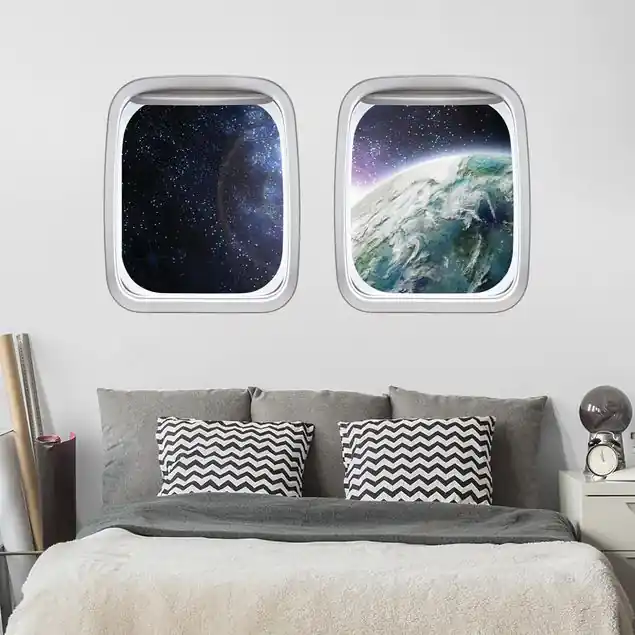 Doppelfenster Flugzeug Galaxy Light Wandtattoo Sale