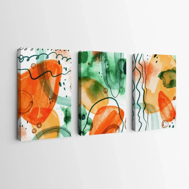 Heißes Angebot Mehrteiliges Leinwandbild Orange Green Set