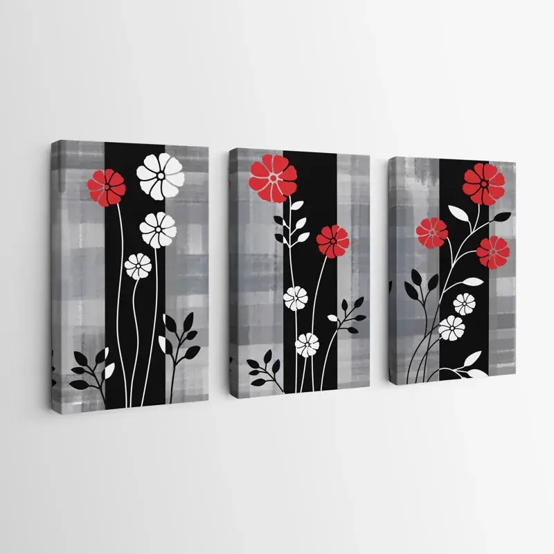 Mehrteiliges Leinwandbild Whitend Red Flowers Jetzt Kaufen