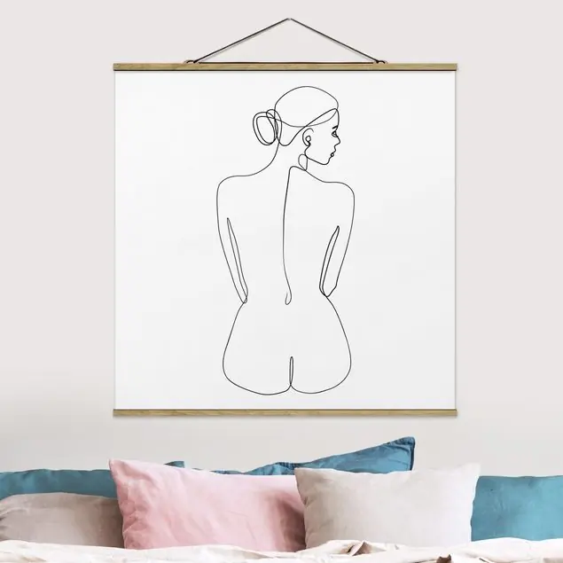Line Art Akt Frau Rücken Schwarz Weiß Neu