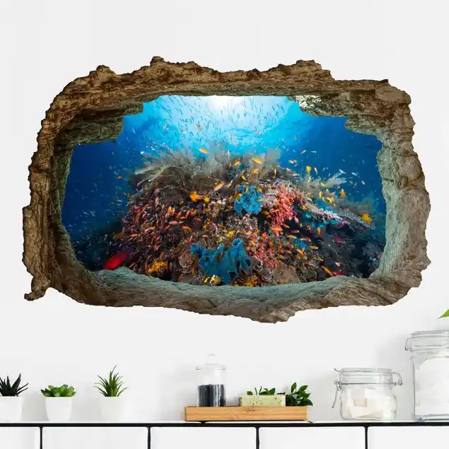 Wochenendangebot 3D Lagune Unterwasser Wandtattoo