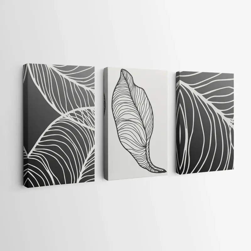 Ausverkauf Mehrteiliges Leinwandbild Grey Leaf