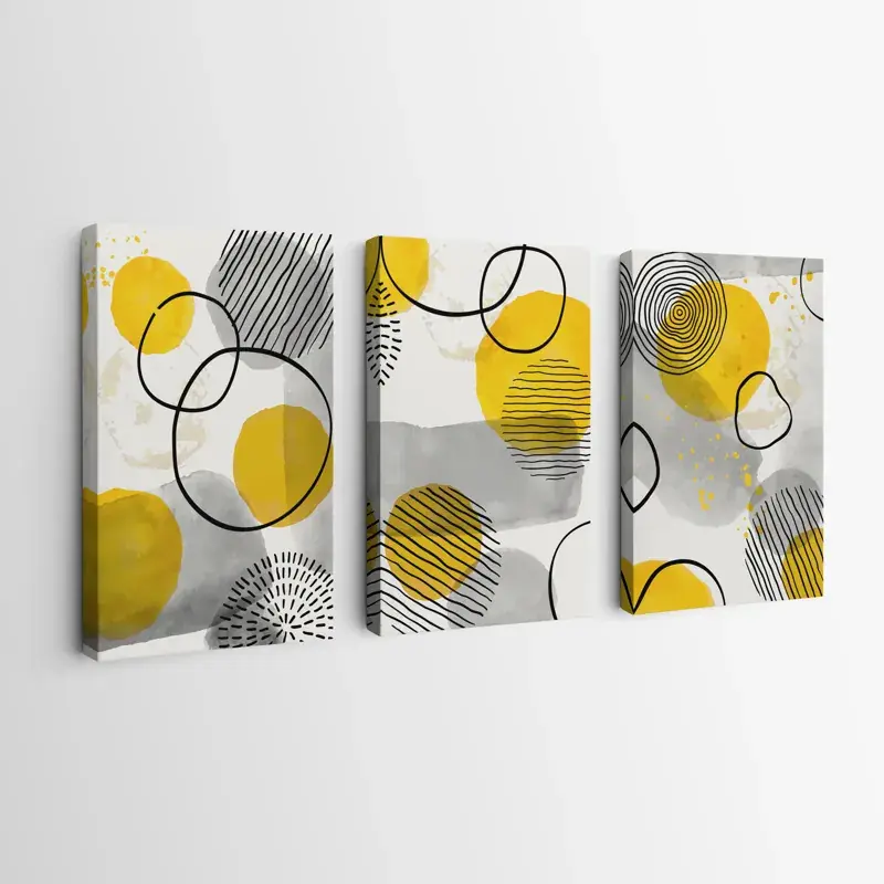 Neu Im Sortiment Mehrteiliges Leinwandbild Yellow Grey