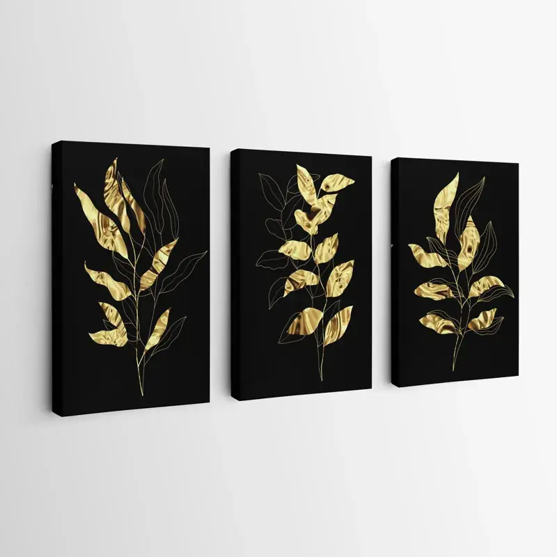 Schnäppchen Mehrteiliges Leinwandbild Gold Tropical Leaves