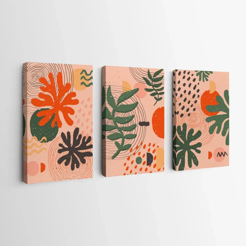 Mehrteiliges Leinwandbild Green Orange Leaf Preis Gesenkt