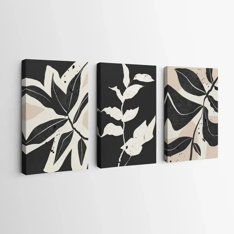 Sonderangebot Mehrteiliges Leinwandbild Grey Pink Leaves