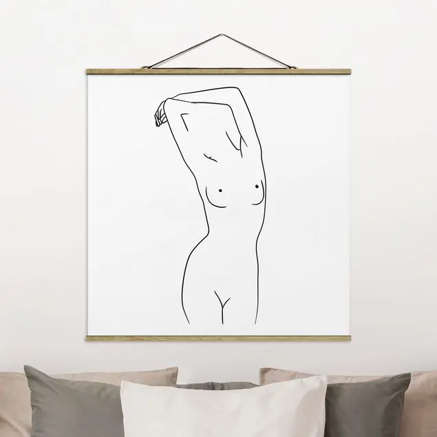 Line Art Frauenakt Schwarz Weiß Echt