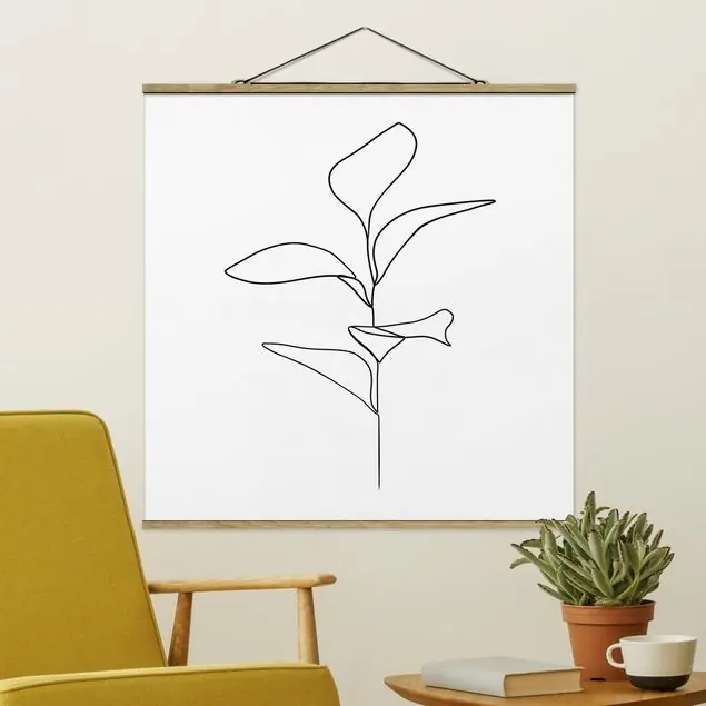 Line Art Pflanze Blätter Schwarz Weiß Schneller Versand