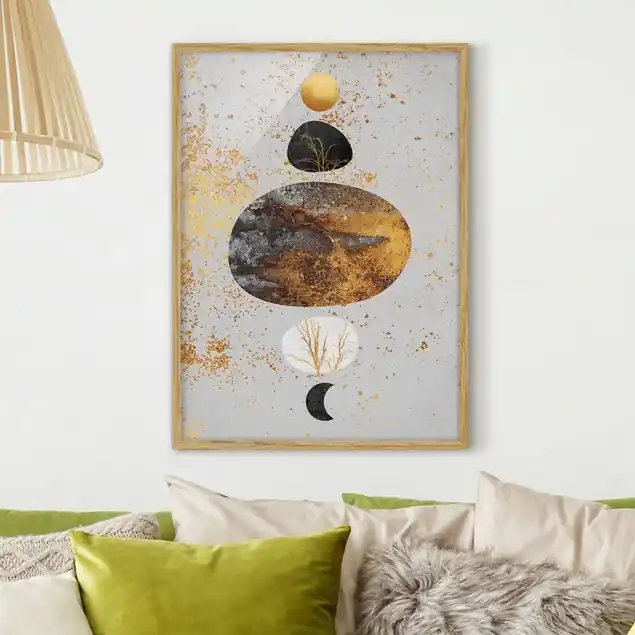 Sonne und Mond in Goldglanz Kostenloser Versand