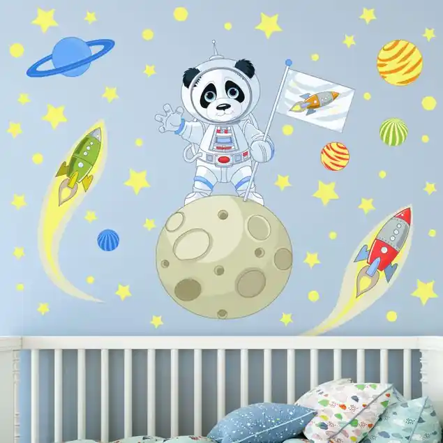 Neuheit Astronaut Panda Wandtattoo
