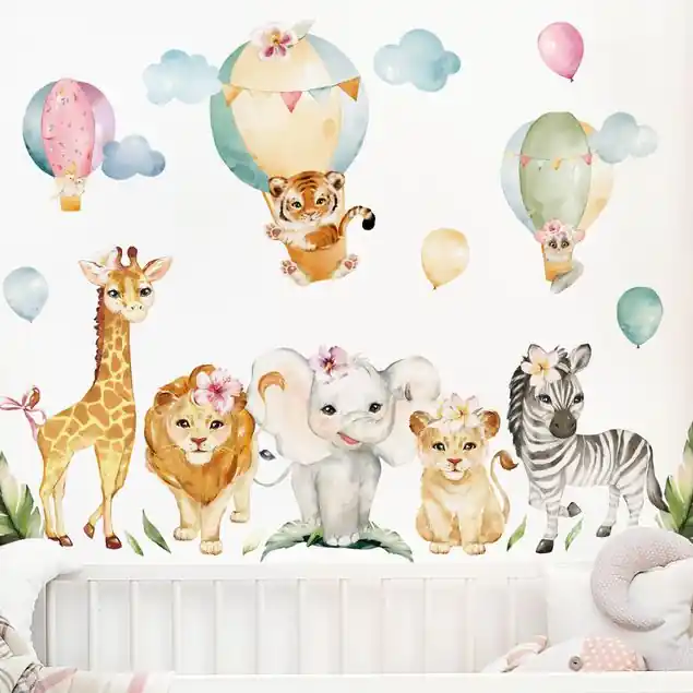 Aquarell Safari Ballon Tiere Set Wandtattoo Mega-Angebot
