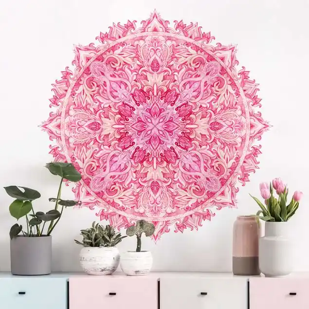 Mandala handgemalt aquarell pink Wandtattoo Neue Kollektion