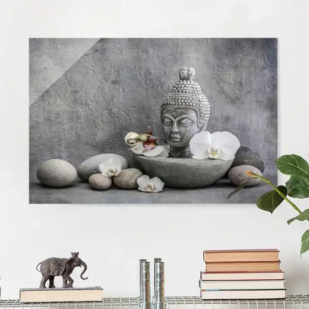 Sichere Zahlung Zen Buddha, Orchideen und Steine