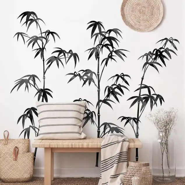 Mega-Angebot Aquarell Bambus Baum Schwarz Wandtattoo