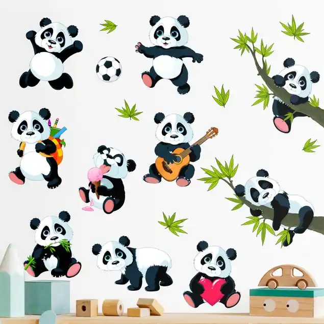 Pandabären Mega Set Wandtattoo 17-teilig Kostenloser Versand
