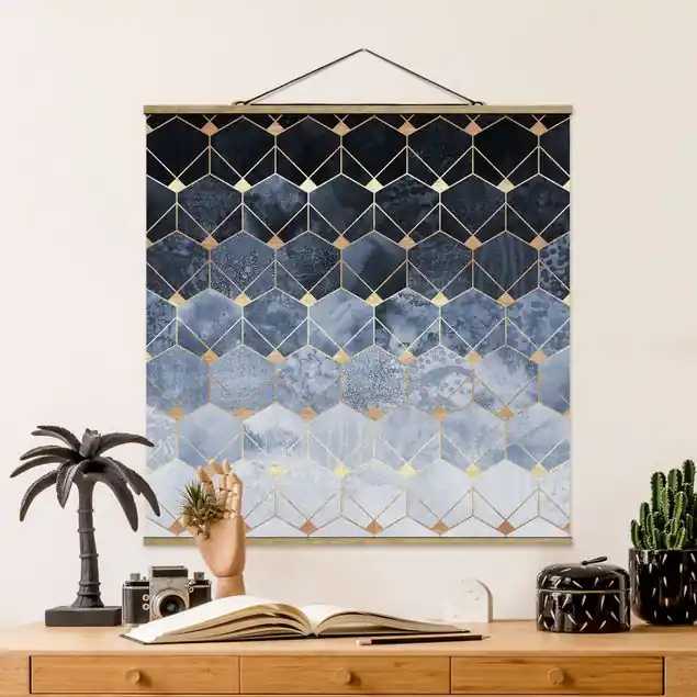 Blaue Geometrie goldenes Art Deco Rabatt