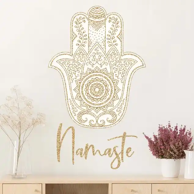 Neu Namaste - Hamsa Hand Gold Wandtattoo 2-teilig