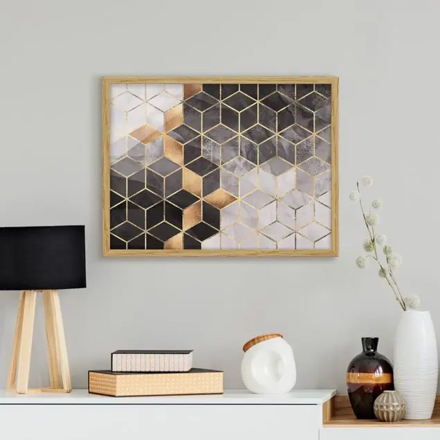 Schneller Versand Schwarz Weiß goldene Geometrie