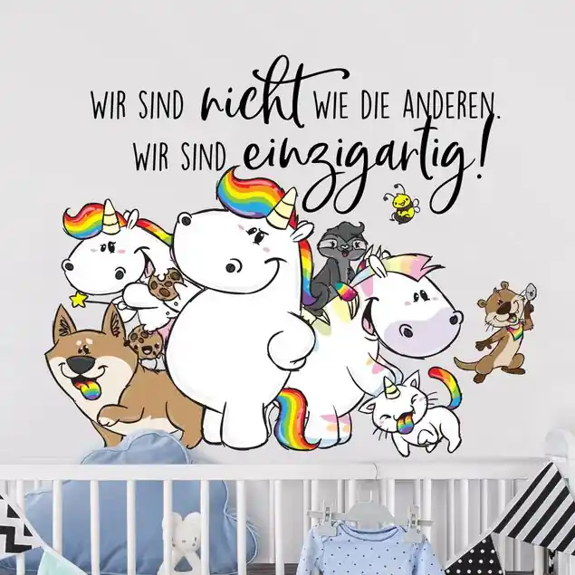 Pummeleinhorn - Pummelfreunde Wandtattoo Nur Heute