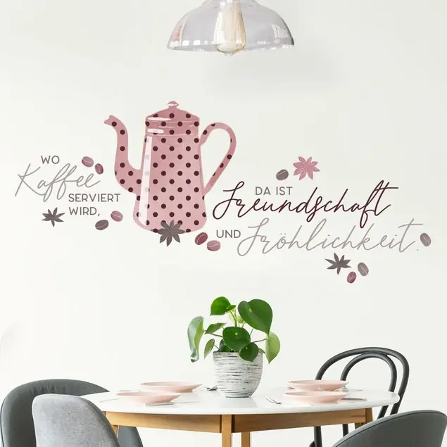 Wo Kaffee serviert wird Wandtattoo Gratis Versand