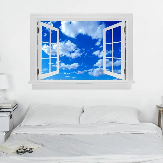 Garantierte Lieferung Offenes Fenster Wolkenhimmel Wandtattoo