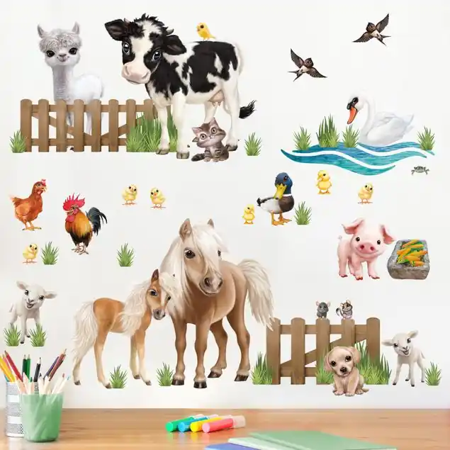 Kracherpreis Animal Club International - Tiere auf dem Bauernhof Mega Set Wandtattoo 46-teilig